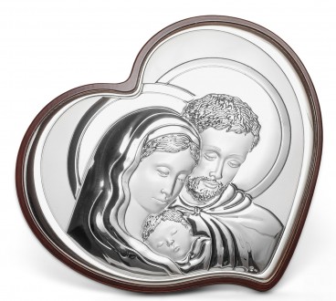 Серебряная икона Святая Семья 9.5х12.5см в форме сердца
 
 Серебряный оклад сдел. . фото 2