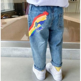 Стильні дитячі джинси на осінь. Пояс на резиночці. .Матеріал джинс стрейч, тягне. . фото 5