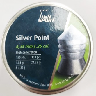 Пули пневматические H&N Silver Point 6.35 mm , 1.58 г, 150 шт/уп.. Кременчук. фото 1 Пули пневматические H&N Silver Point 6.35 mm , 1.58 г, 150 шт/уп.. Кременчук. фото 1