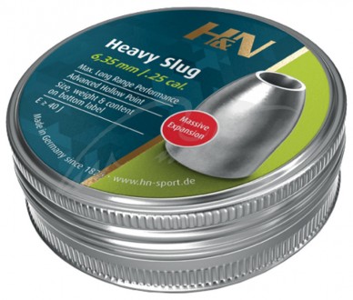 Пули пневматические H&N Slug HP Heavy 6.35 мм. Вес - 2,46 г. 120 шт/уп. Кременчук. фото 1 Пули пневматические H&N Slug HP Heavy 6.35 мм. Вес - 2,46 г. 120 шт/уп. Кременчук. фото 1