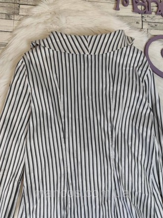 Женская блуза Gracja белая с серой полоской на пуговицах рукав три четверти 
Сос. . фото 6