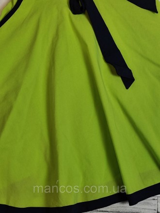 Женское летнее платье салатового цвета с поясом с отложным воротником спинка рез. . фото 4