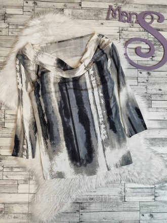 Женская блуза серого цвета с принтом трикотаж рукав три четверти 
Состояние: б/у. . фото 2