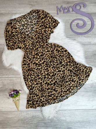 Женское летнее платье коричневого цвета с леопардовым принтом 
Состояние: б/у, в. . фото 2