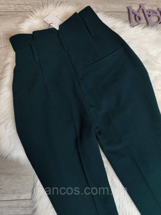 Женские брюки Topshop темно-зелёного цвета высокая посадка заужены к низу 
Состо. . фото 6