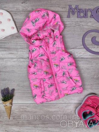 Стеганая жилетка для девочки Baby розовая с зебрами Размер 86