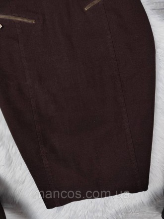 Женская юбка карандаш с молнией TRG коричневый цвет широкий пояс 
Состояние: б/у. . фото 5