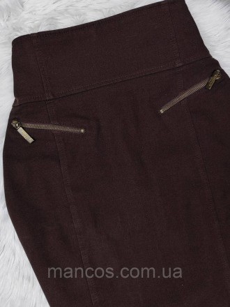 Женская юбка карандаш с молнией TRG коричневый цвет широкий пояс 
Состояние: б/у. . фото 4