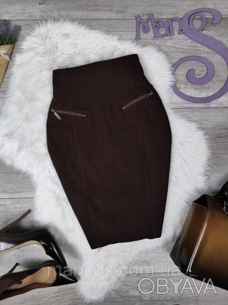 Женская юбка карандаш с молнией TRG коричневый цвет широкий пояс 
Состояние: б/у. . фото 1