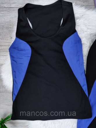 Спортивный костюм майка и лосины черные с синими вставками 
Состояние: б/у, в от. . фото 3