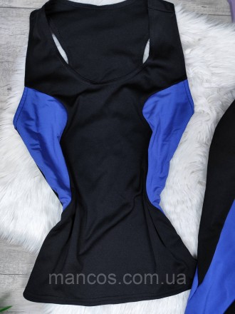 Спортивный костюм майка и лосины черные с синими вставками 
Состояние: б/у, в от. . фото 4