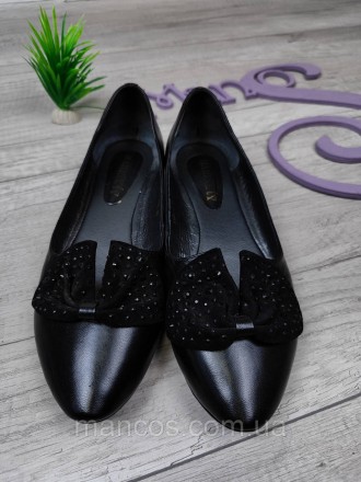 Женские черные туфли на маленьком каблуке Marinety со стразами 
Состояние: б/у, . . фото 2