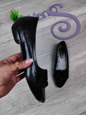 Женские черные туфли на маленьком каблуке Marinety со стразами 
Состояние: б/у, . . фото 4