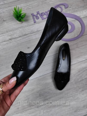Женские черные туфли на маленьком каблуке Marinety со стразами 
Состояние: б/у, . . фото 5