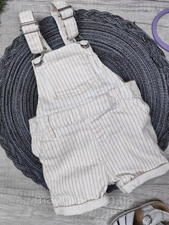 Детский джинсовый комбинезон шорты для девочки Primark белый в полоску 
Производ. . фото 3