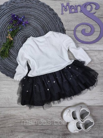 Детское платье с длинным рукавом для девочки Disney Baby белый верх серая пышная. . фото 6