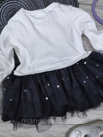 Детское платье с длинным рукавом для девочки Disney Baby белый верх серая пышная. . фото 7