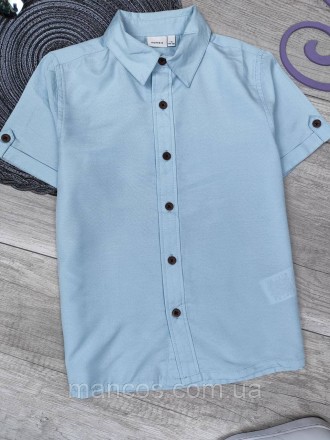 Детская рубашка с коротким рукавом для мальчика Name it голубая 
Состояние: б/у,. . фото 3