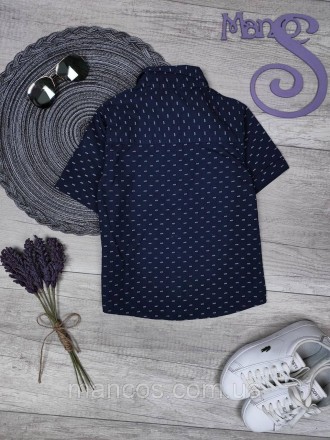 Детская рубашка с коротким рукавом для мальчика Minoti синяя с принтом 
Состояни. . фото 6