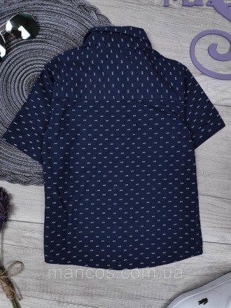 Детская рубашка с коротким рукавом для мальчика Minoti синяя с принтом 
Состояни. . фото 7