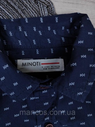 Детская рубашка с коротким рукавом для мальчика Minoti синяя с принтом 
Состояни. . фото 9
