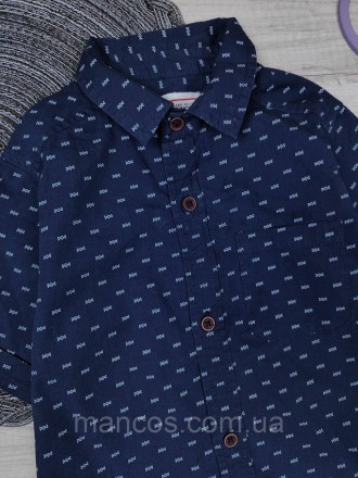 Детская рубашка с коротким рукавом для мальчика Minoti синяя с принтом 
Состояни. . фото 4