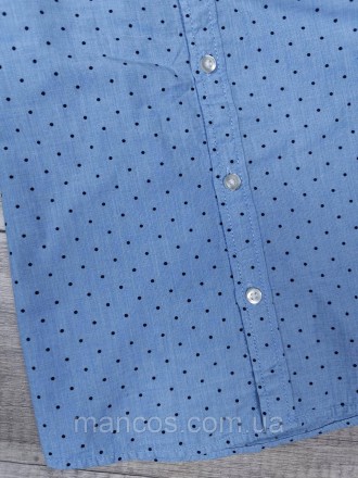 Детская рубашка с коротким рукавом для мальчика H&M голубая с принтом 
Состояние. . фото 5