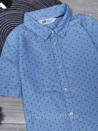 Детская рубашка с коротким рукавом для мальчика H&M голубая с принтом 
Состояние. . фото 4