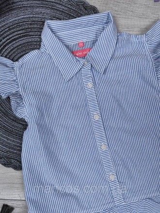 Детская рубашка без рукавов для девочки Pocopiano голубая в полоску 
Состояние: . . фото 4