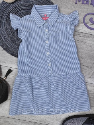 Детская рубашка без рукавов для девочки Pocopiano голубая в полоску 
Состояние: . . фото 3