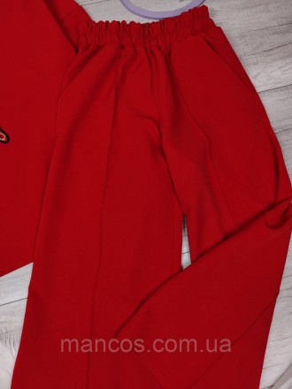 Женский красный объемный брючный костюм Karelle's блуза с длинным рукавом и кюло. . фото 5