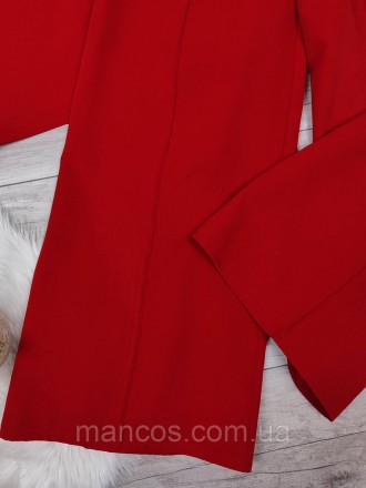 Женский красный объемный брючный костюм Karelle's блуза с длинным рукавом и кюло. . фото 11