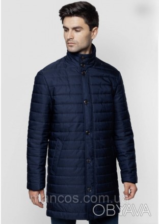 Мужская удлиненная стеганая куртка Arber тёмно-синего цвета Размер ХXL