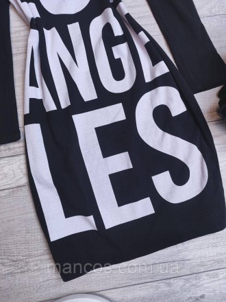 Женское платье с приспущенными плечиками Tally Weijl чёрное с надписью Los Angel. . фото 4
