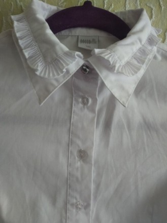 Белая школьная рубашка, рубашка длинный рукав в школу на девочку ,р.146, Польша,. . фото 8