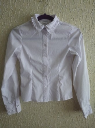 Белая школьная рубашка, рубашка длинный рукав в школу на девочку ,р.146, Польша,. . фото 10