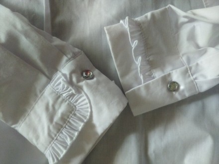 Белая школьная рубашка, рубашка длинный рукав в школу на девочку ,р.146, Польша,. . фото 9