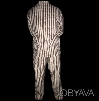 Пижама с брюками госпитальная коричневая полоса 58р-60р Хлопок