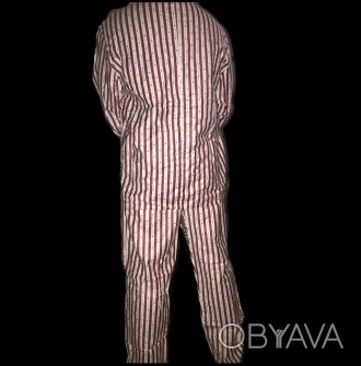 Пижама с брюками госпитальная бордовая полоса Хлопок