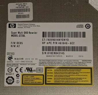 DVD-RW привод з ноутбука HP EliteBook 6930P GT20L 483189-001 ГРЖ6_112

Без пош. . фото 4