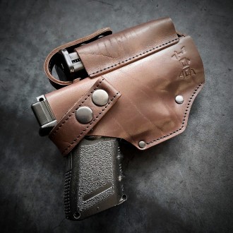 Поясная кобура для Glock 19 коричневая
Кобура поясная, кожаная под ГЛОК 19. Выпо. . фото 3