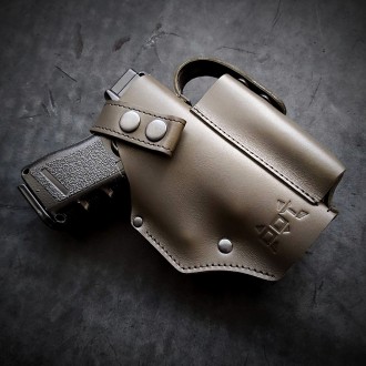 Поясная кобура для Glock 19 тёмная олива
Кобура поясная, кожаная под ГЛОК 19. Вы. . фото 2