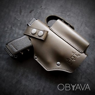Поясная кобура для Glock 19 тёмная олива
Кобура поясная, кожаная под ГЛОК 19. Вы. . фото 1