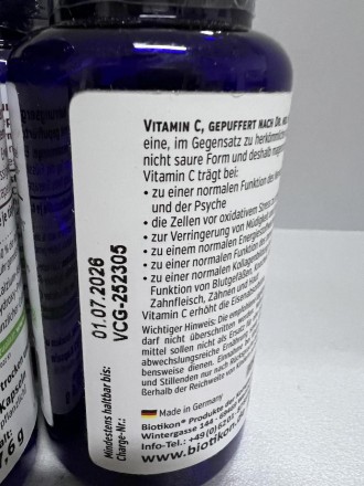 
BIOTIKON Vegan Vitamin C Dr. med. Michalzik Витамин С, 120 штук
Этот Витамин С . . фото 5