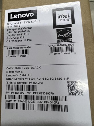
Ноутбук Lenovo V15 (83A1001JGE) G4 IRU Business Black, Core i5-1335U, 16GB RAM . . фото 4