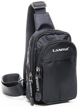  Небольшая нагрудная сумка баретка слинг Lanpad LAN7662 Черная Два отделения на . . фото 2
