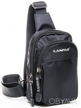  Небольшая нагрудная сумка баретка слинг Lanpad LAN7662 Черная Два отделения на . . фото 1
