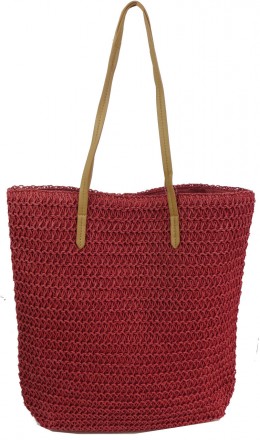 Плетеная сумка на пляж, сумка шоппер два в одном Esmara красная Описание товара . . фото 4