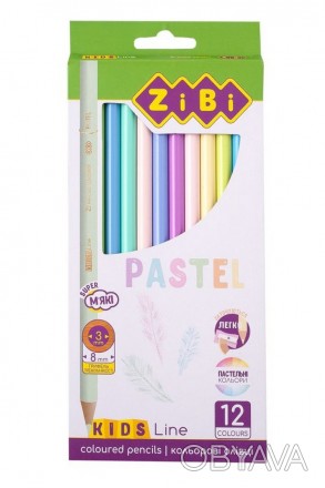 Олівці кольорові ZiBi KIDS LINE Pastel 12 кольорів. . фото 1