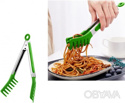Щипцы грабли для спагетти пластиковые с ручками из нержавеющей стали, станут нез. . фото 1